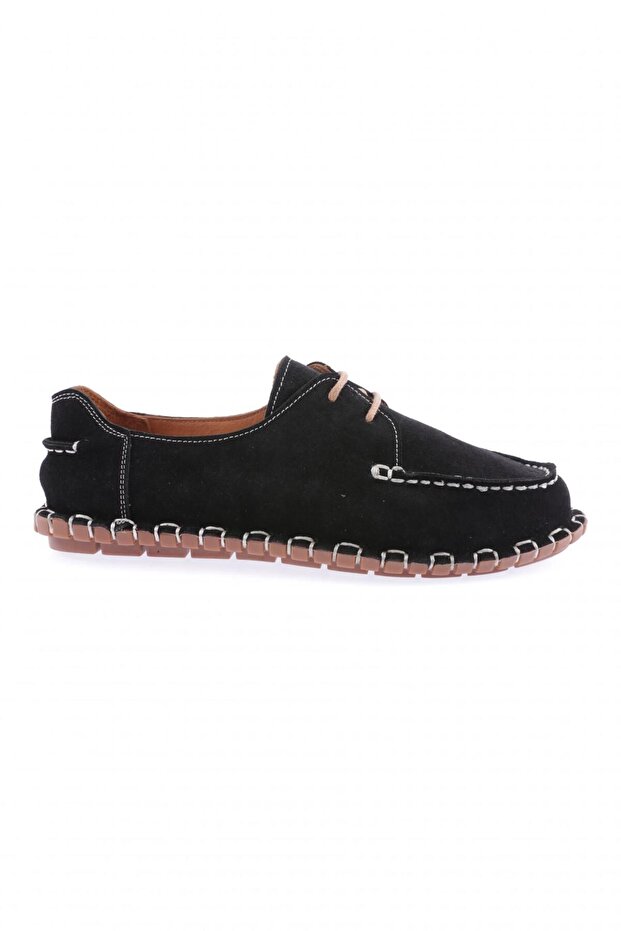 602-23y Women's Stitching Detailed Front Laced Loafer Shoes