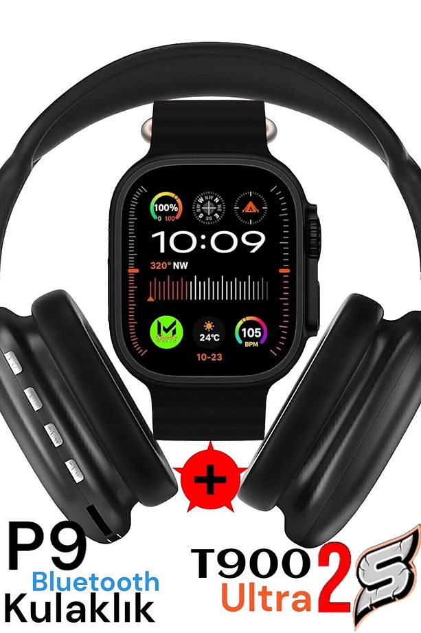 Akıllı Saat Watch 8 Ultra T900 49mm ios/android Destekli Arama Özeliği+ P9 Bluetooth KULAKLIK - 1