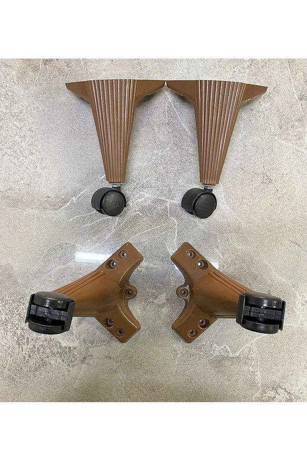 Tekerlekli Sehpa Masa Ayağı, Akıllı Sehpa Ayağı, Sihirli Sehpa Ayağı Ceviz 4 Adet 360 Derece 20 Cm - 2