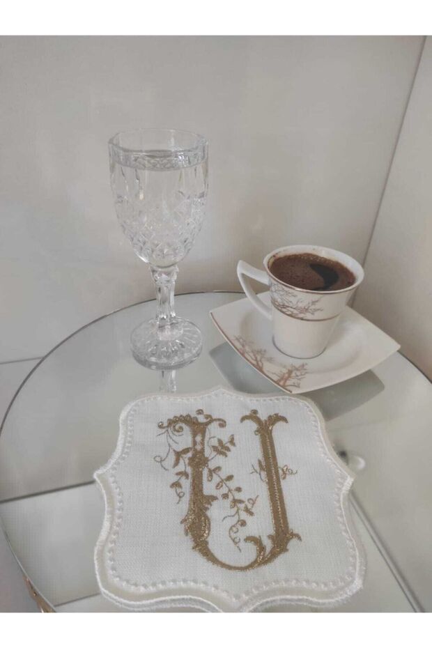 Letter Cocktail Napkin Gold "ü" Letter Single