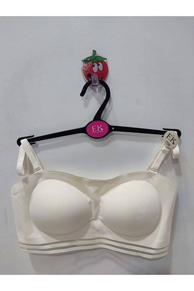 Laser Cut Strapless Ecru Bra - 1
