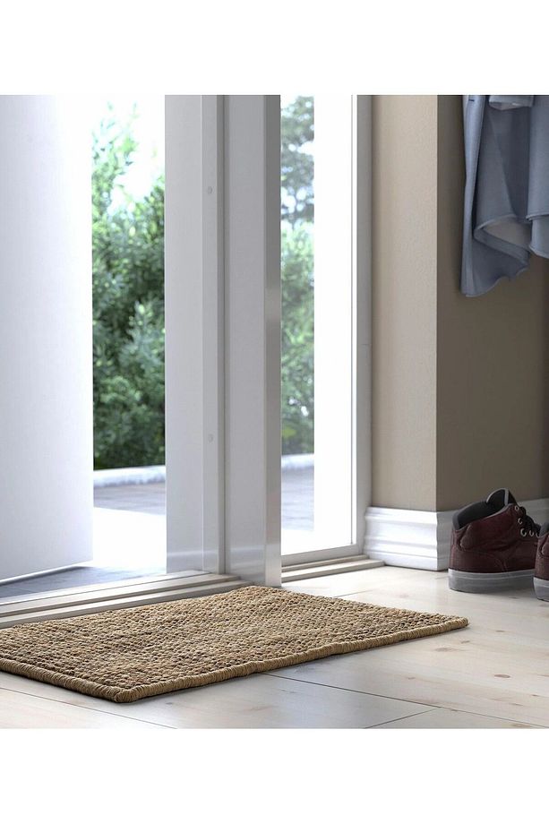 Kapı Önü Paspası 60x40 Cm İkea Jüt Örgü Paspas Kaymaz Taban Natürel - 1