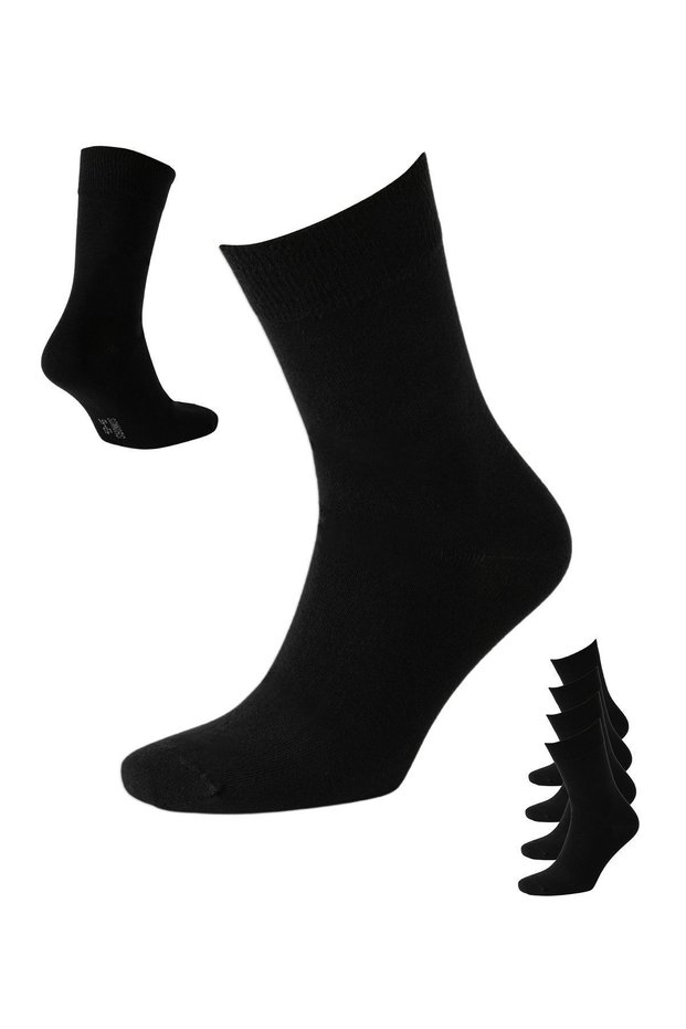 4 Pairs Premium Organic Cotton Stitch-Free Classic Women Men Black Office Socks