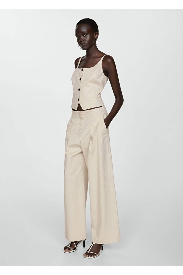 Düğmeli pamuklu bluz - 6