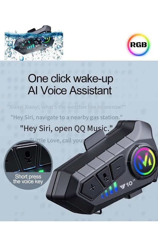 300 Mt Intercom 2 Eşleşmeli Kask Kulaklık Y-10pr Su Geçirmez Bluetooth Motosiklet Intercom Kulaklık - 4