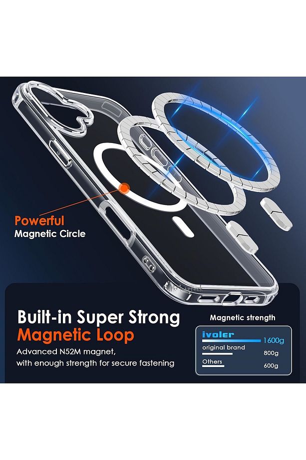 İphone 16 Plus Kılıf Magsafe Wireless Kablosuz Şarj Destekli Sert Şeffaf Silikon Kapak Manyetik - 4