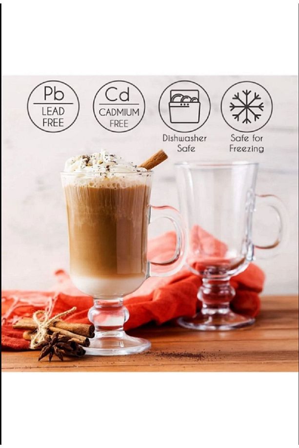Irish Coffee 6 Adet Kulplu Latte Cappucino,filtre Kahve,mocha,nescafe,americano,espreso Bardağı. - 4