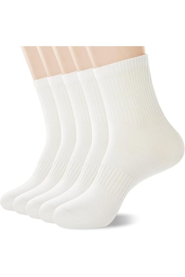 6 Pairs of College Socks Tennis Socks - Unisex - White College Socks Cotton