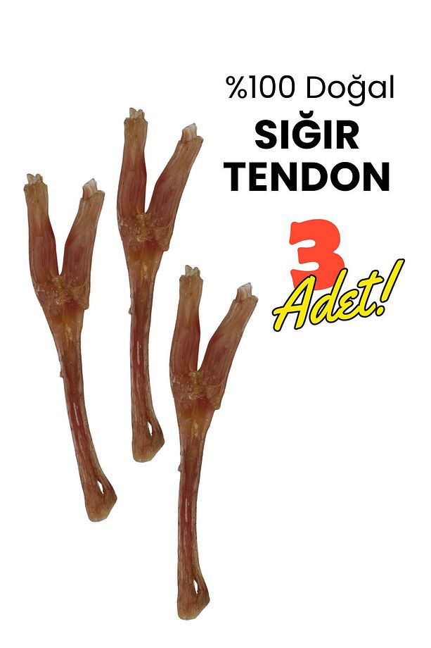 3 Adet Köpek Ödülü %100 Doğal Sığır Tendon Köpek Çiğneme Çubuğu Köpek Ağız Sağlığı - 1