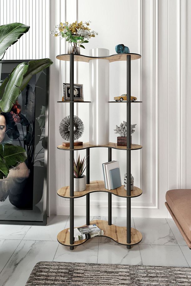 Atlas Raflı Modern Lambader Dekoratif Abajurlu Kitaplık - 3