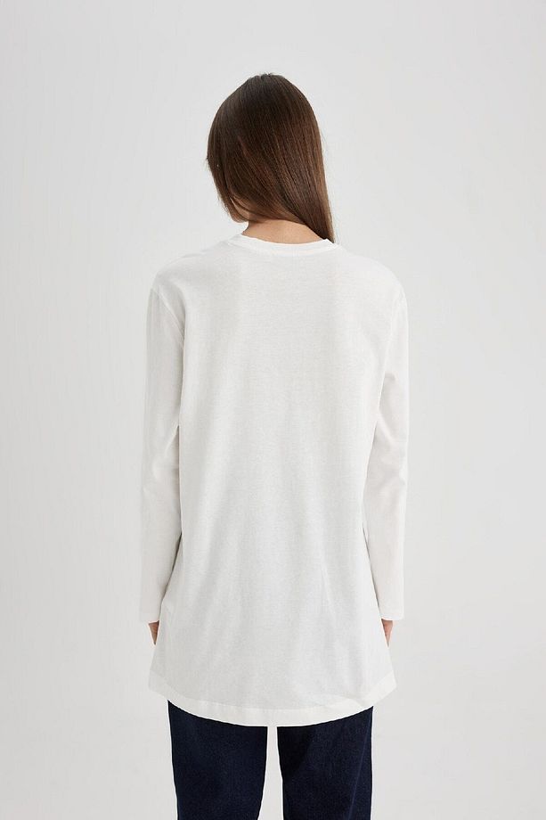 Regular Fit Bisiklet Yaka Basic Düz Uzun Kollu Tişört Tunik B2586ax24sp - 6