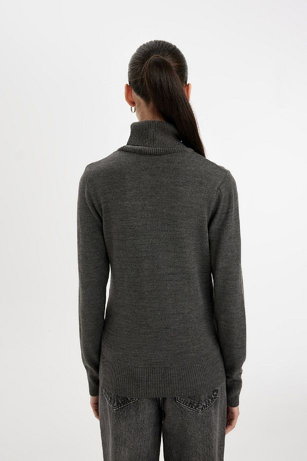 Regular Fit Yumuşak Dokulu Balıkçı Yaka Basic Düz Triko Kazak H1651az24wn - 5