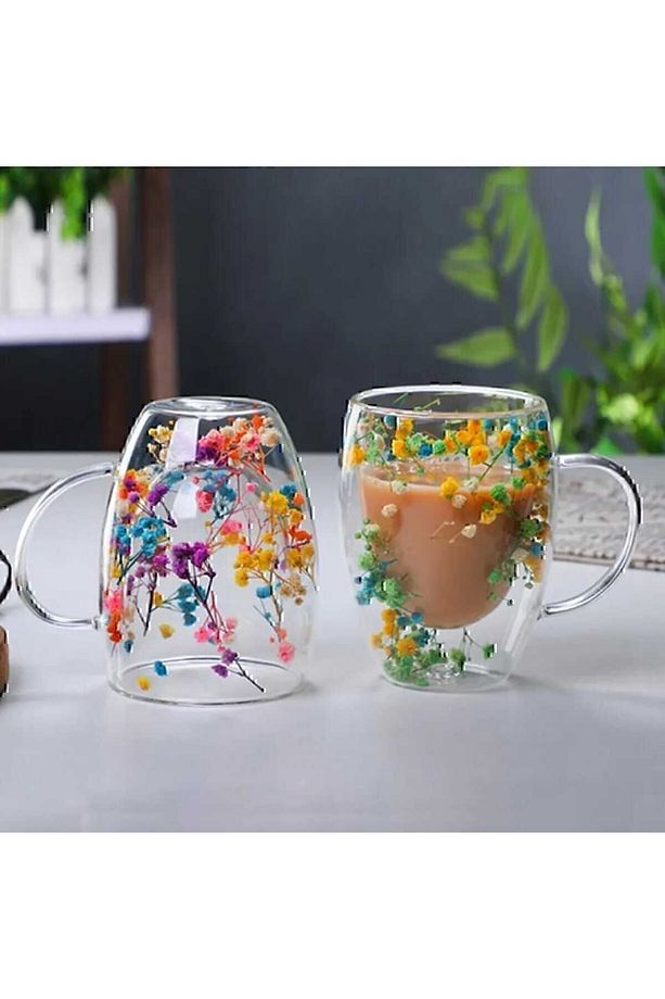 çiçekli bardak boraksilat 250 ml ısıya dayanıklı 3 lü set - 2
