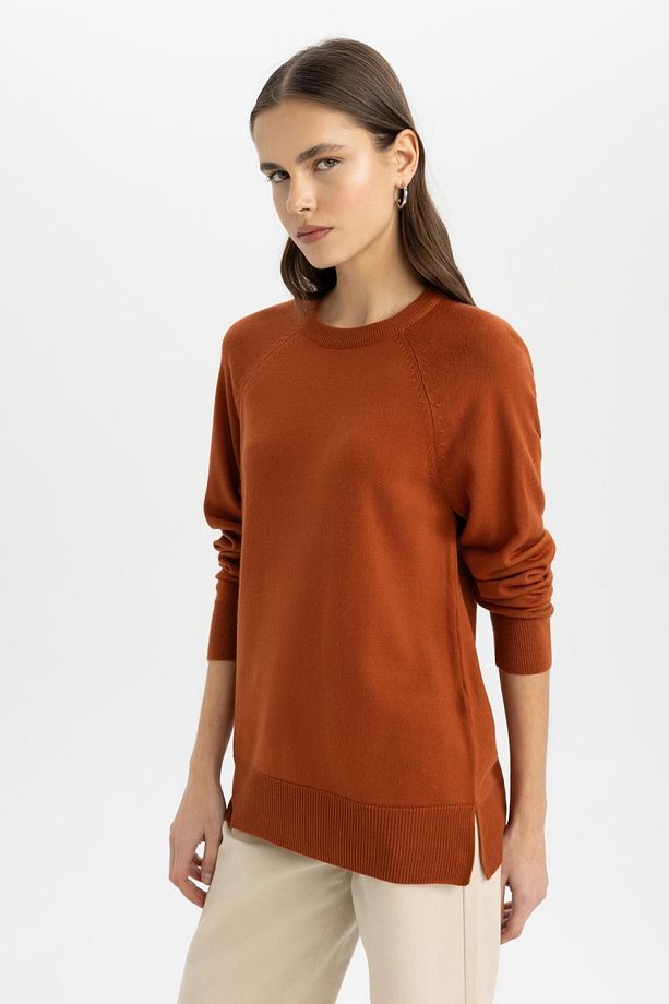 Regular Fit Yumuşak Dokulu Bisiklet Yaka Reglan Kol Basic Düz Triko Kazak I6913az24wn - 3