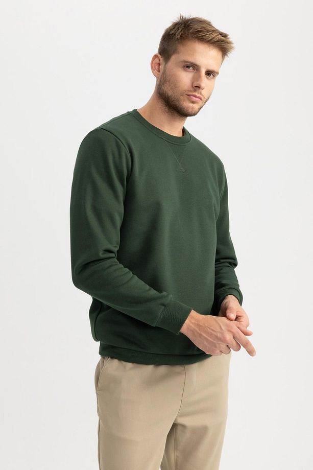 Regular Fit Bisiklet Yaka Kalın Basic Düz Sweatshirt T3777az23au - 1