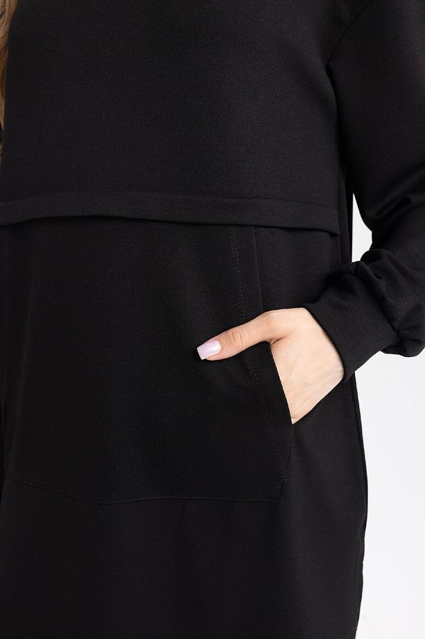 Regular Fit Bisiklet Yaka Kanguru Cepli Basic Düz Sweatshirt Tunik B0039ax24au - 6