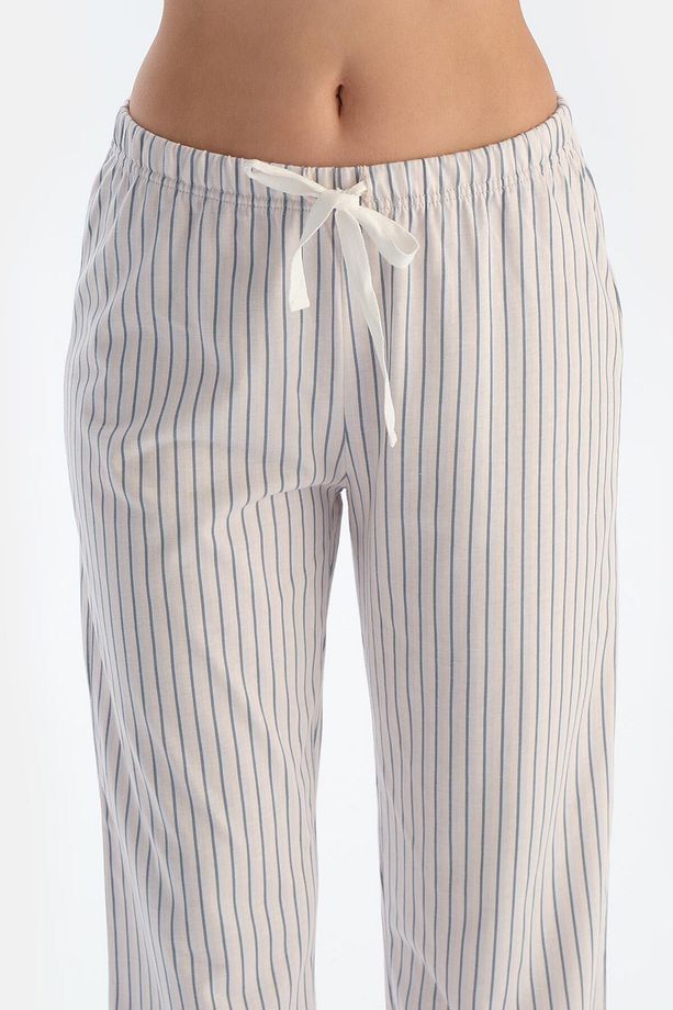 Açık Lila Baskı Detaylı Uzun Kollu Tişört Pantolon Pijama Takımı - 6