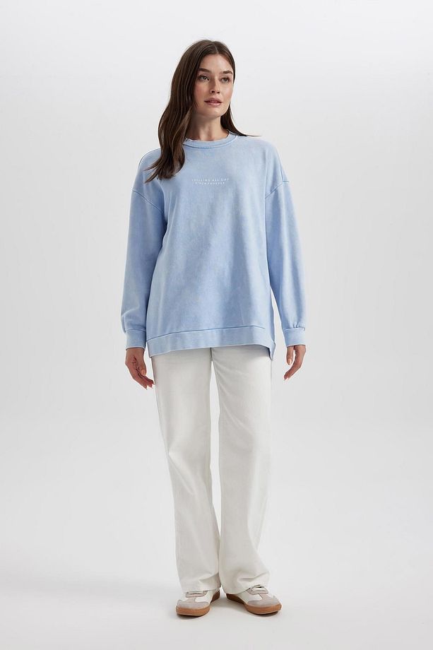 Regular Fit Bisiklet Yaka Baskılı Basic Sweatshirt Tunik B3592ax23wn - 5