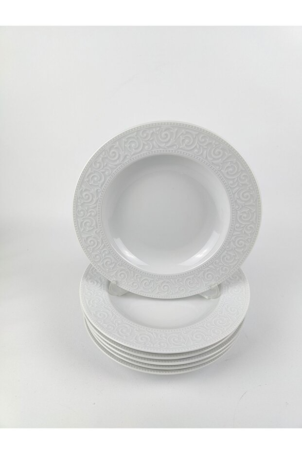 23 cm Dinner Plate with Flower Pattern on the Edges, Pack of 6