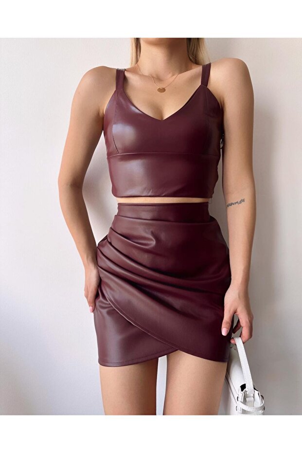 Drapeli Deri Etek - 1