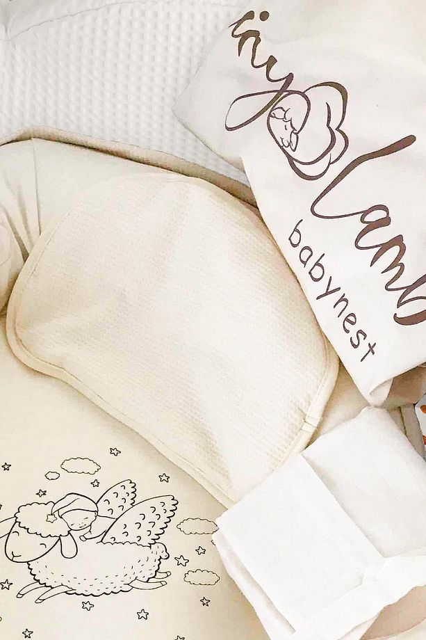5 Parça Cocoon Unisex Seti Ultra Soft Krem Bebek Yuvası - 5