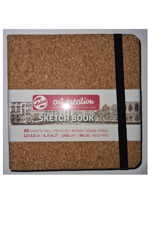 12 x 12 cm 140 gr Beyaz Kağıt Sketch Book Mantar Desenli Kapak - 1