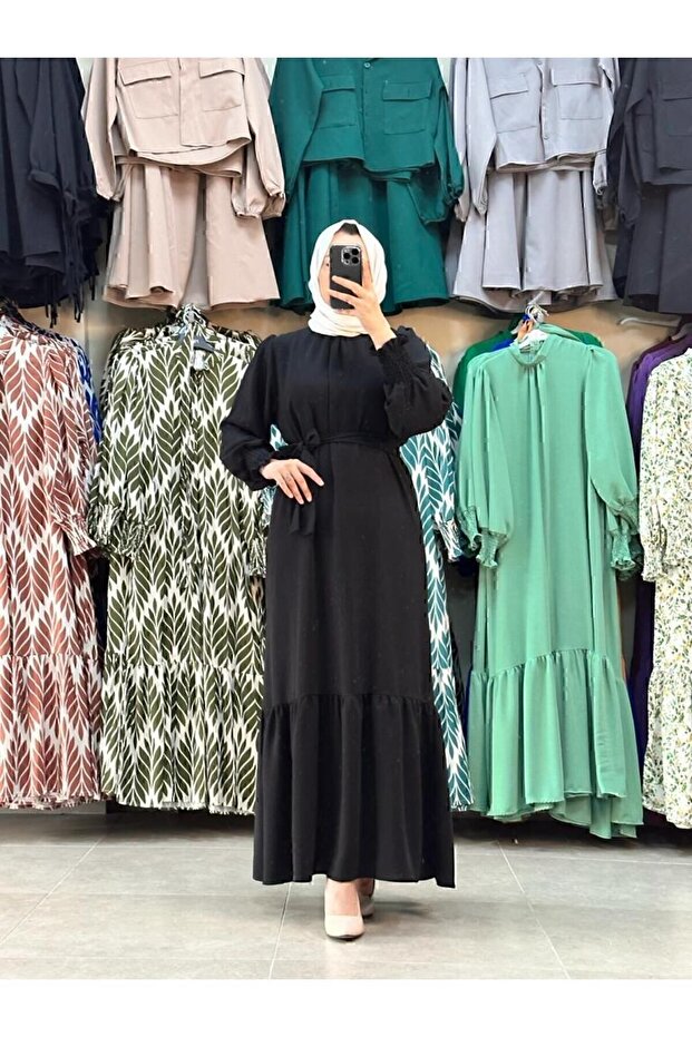 Tesettür Siyah Elbise - 1