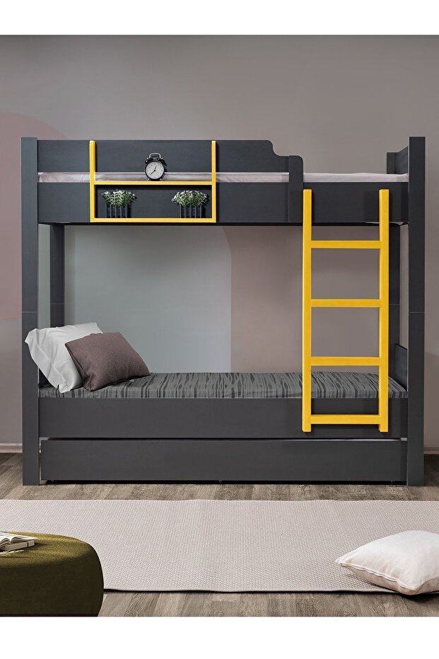 Ranza, Asya Ayrılabilir Yavrulu Ranza Antrasit - Sarı - 4