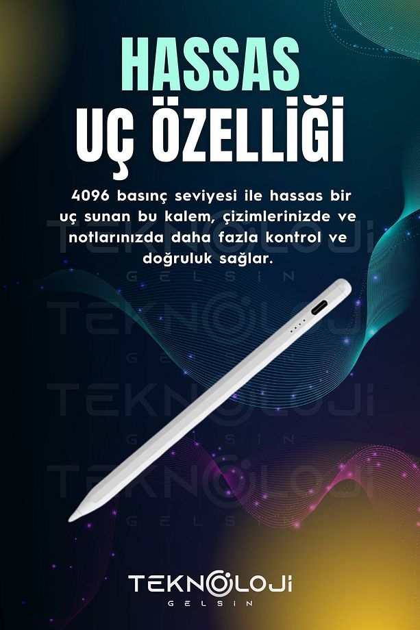 Stylus Pen Dokunmatik Tablet Kalemi iOS Android Windows Uyumlu Yedek Uç Hediyeli Yeni Nesil Type-C - 5