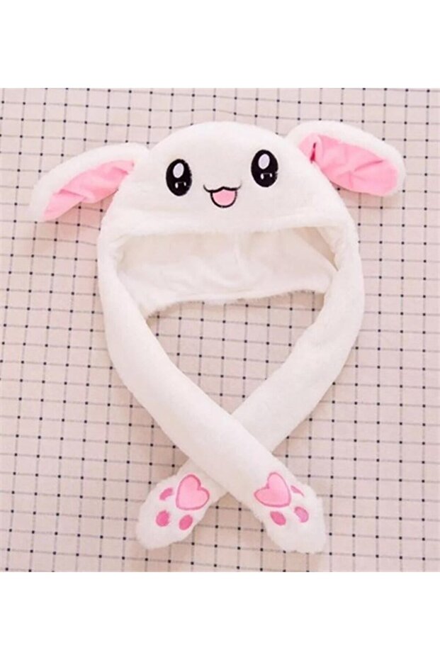 قبعة أرنب قطيفة مع آذان متحركة - 1