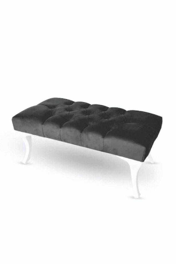 Icon Puff Kapitoneli Kapı Önü Siyah Ayakucu Mutfak Salon Masa Makyaj Koltuğu Siyah Puff Bench - 1