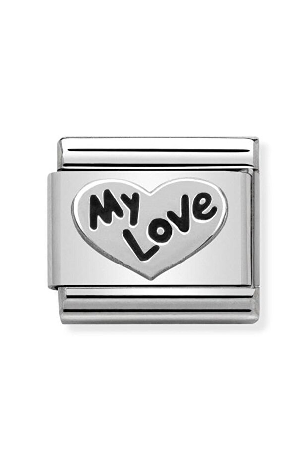 Composable Classic Oxidized Symbols In Steel And Sterling Silver (09_heart My Love)