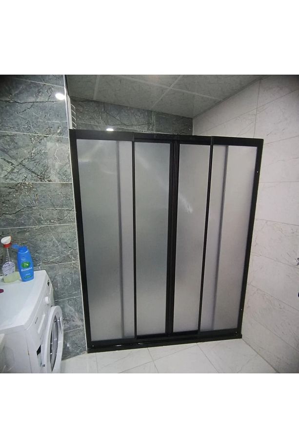 175cm Teknesiz Plastik Camlı Siyah Profilli Duşakabin Nd422 - 4