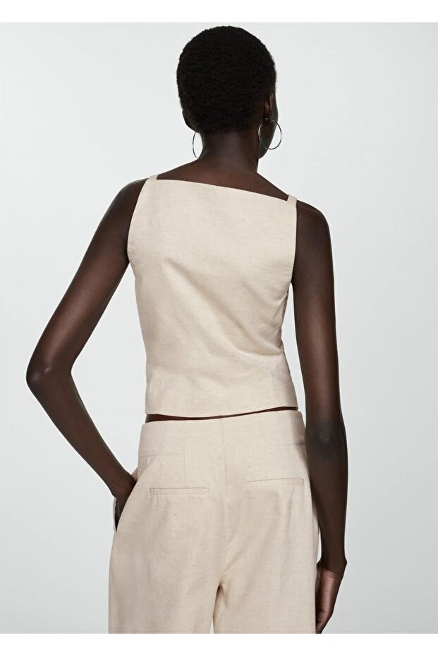 Düğmeli pamuklu bluz - 4