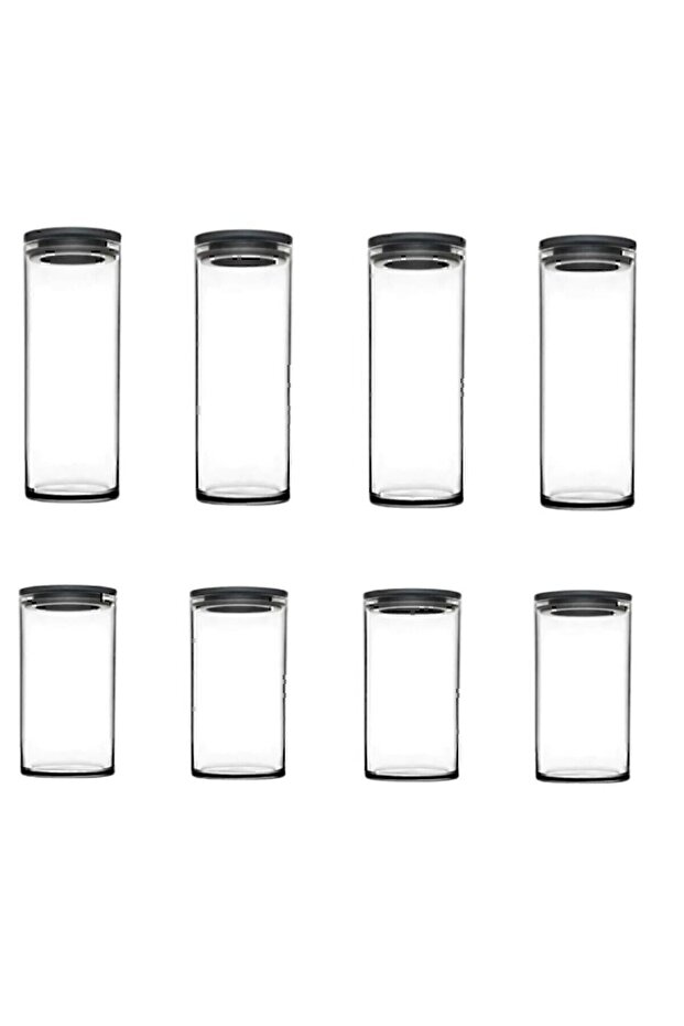 Vacuum Glass Jar - Glass Food Storage Container 8 Pieces 2 Sizes Gray