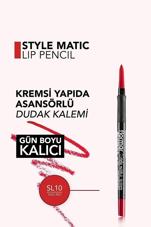Dudak Kalemi - Stylematic Lipliner SL10 Vivid Red 8690604497065 - 4