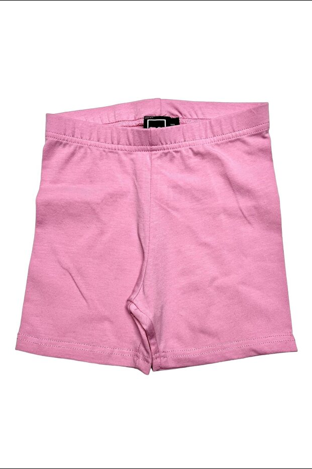 Şeker Pembe Çocuk Şort Tayt Pamuklu ve Likralı Esnek - 1