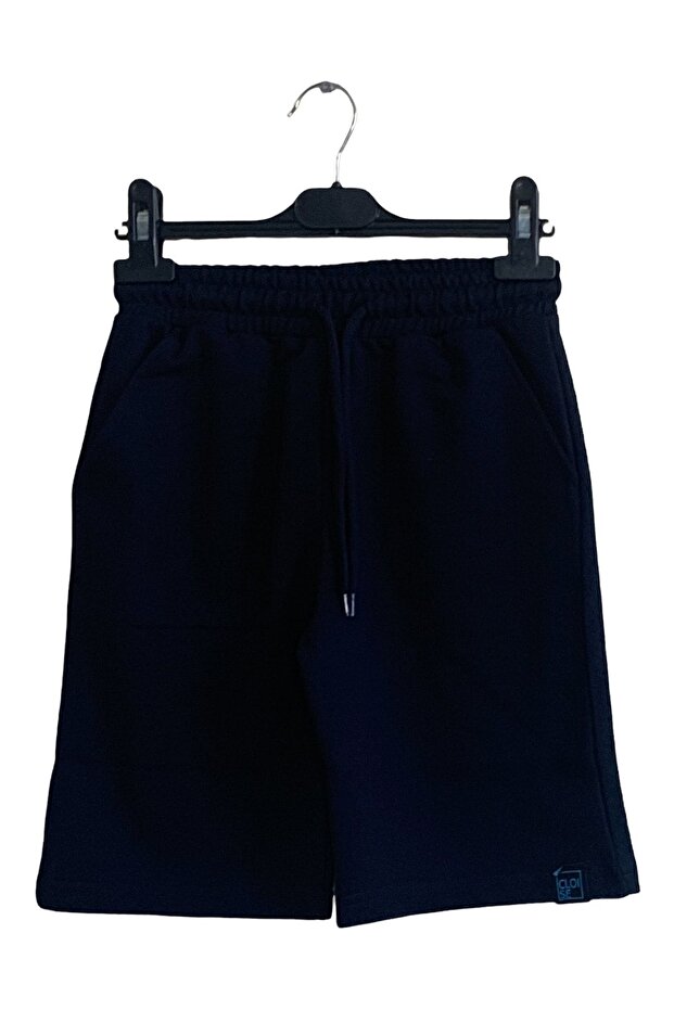 شورت للأولاد باللون الأسود ذو خيطين - 1