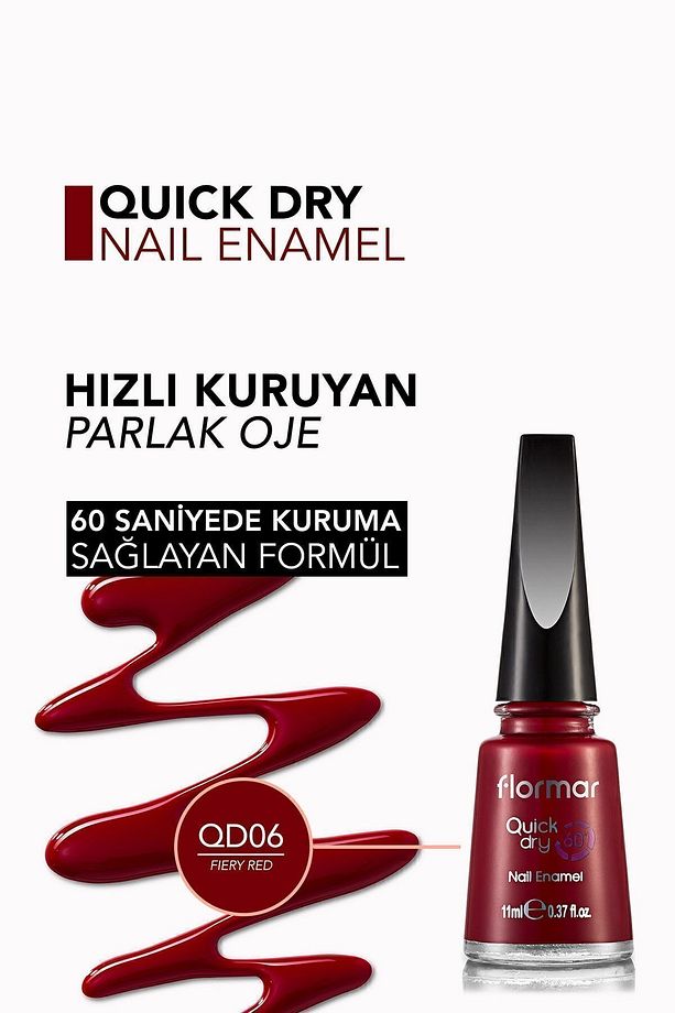 Oje - Quick Dry Nail Enamel QD06 Fiery Red 8690604234004 - 4