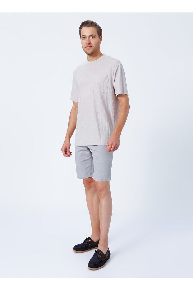 Normal Bel Basic Gri Erkek Bermuda Şort Frıda - 1