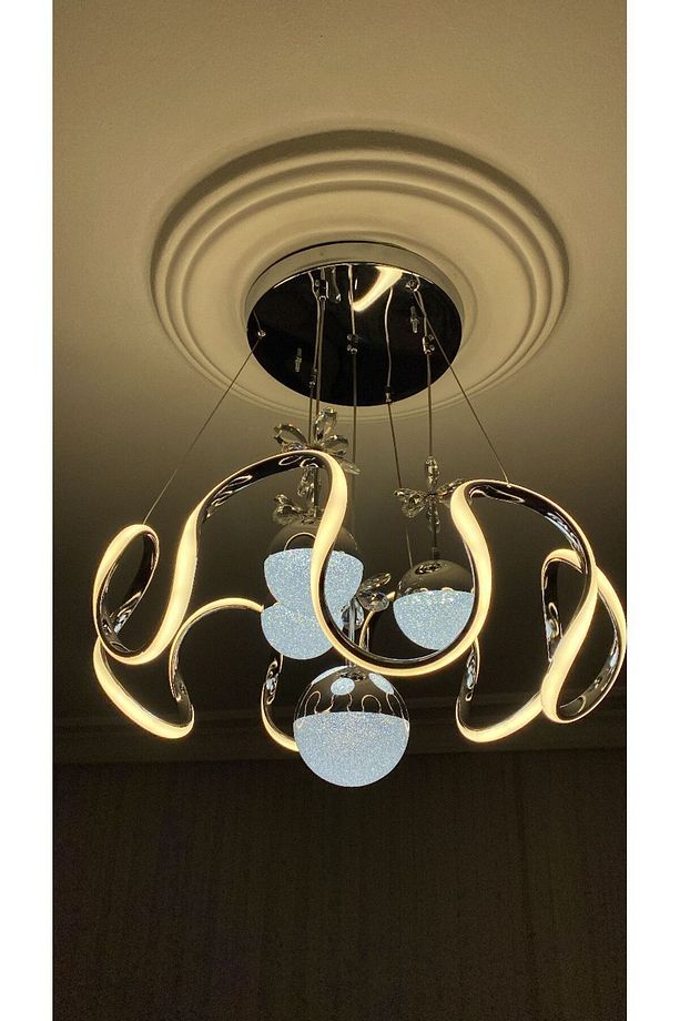 MODERN LED AVİZE 4 TOPLU KROM KAPLAMALI - 1