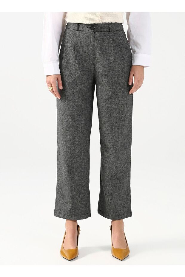 Normal Bel Basic Antrasit Kadın Pantolon Lotus - 2