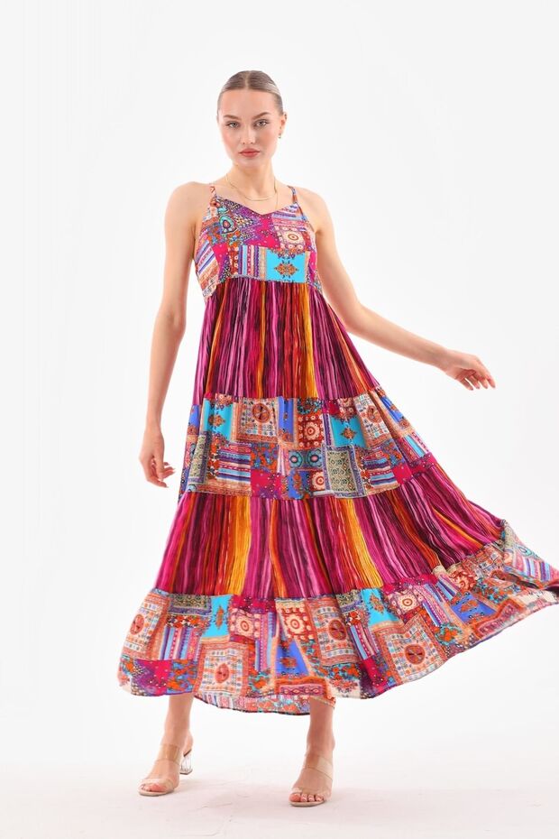 Rochie cu bretele patchwork - 1