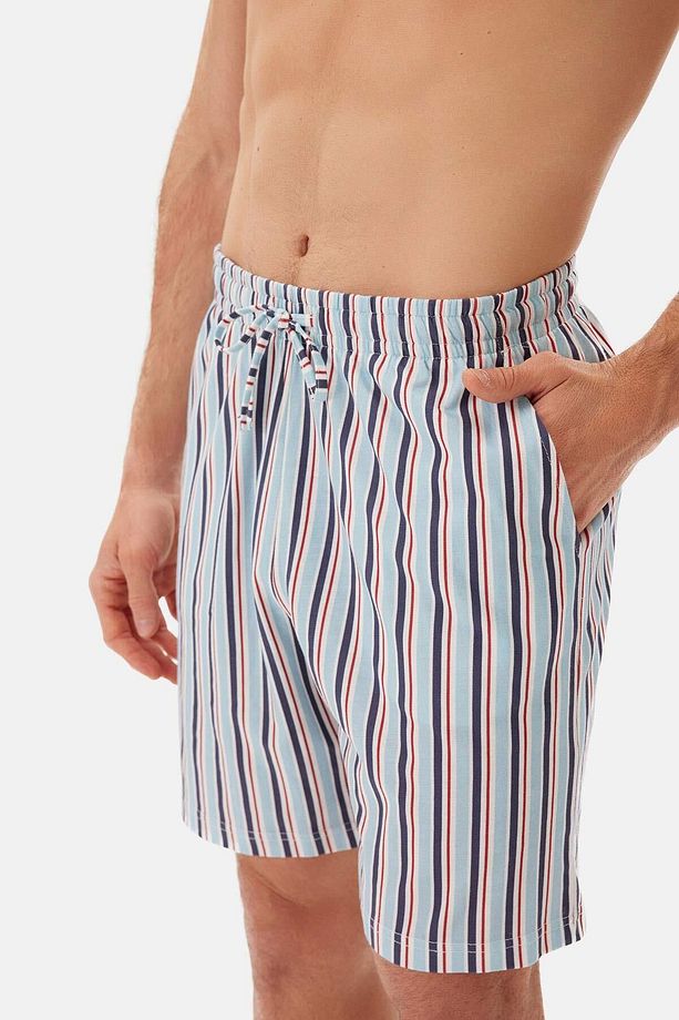 Ekru Yarım Patlı Kısa Kollu Şort Pijama Takımı - 5