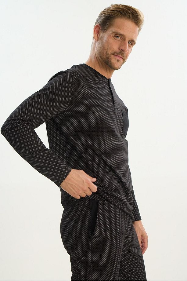 Erkek Uzun Kol Siyah Pijama Takım C2T5N4O9 - 6