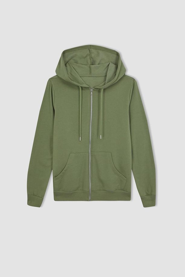 Regular Fit Kapüşonlu Fermuarlı Basic Sweatshirt V2711az23au - 8