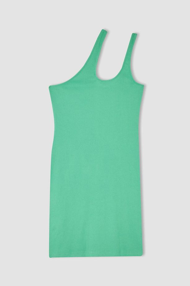 Coool Bodycon Tek Omuzlu Kaşkorse Basic Düz Mini Elbise Y7766az22hs - 7