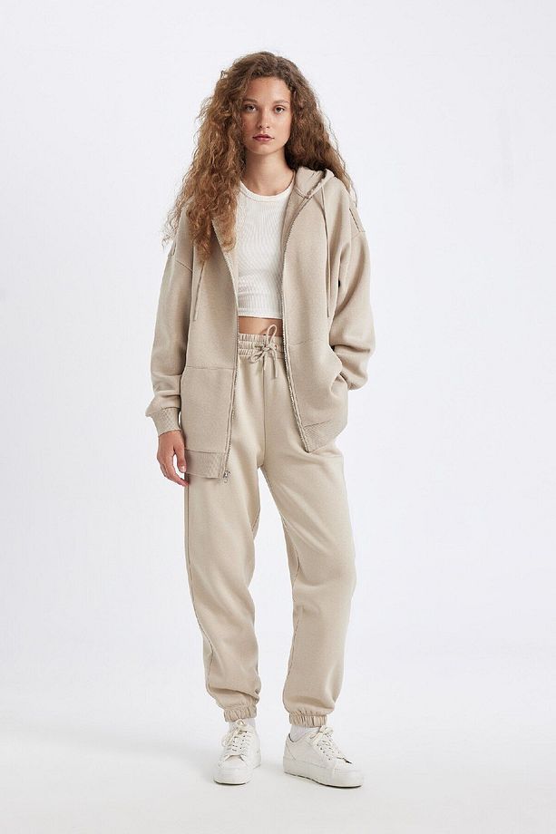 Oversize Geniş Kalıp Kapüşonlu Cepli Basic Düz Fermuarlı Sweatshirt V4233az24wn - 2