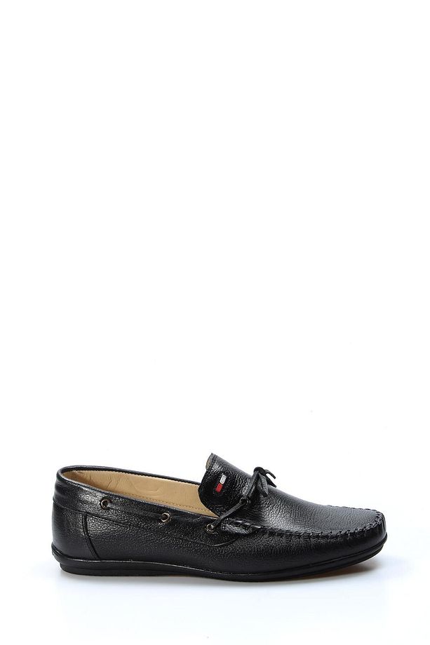 Tugerdi Siyah Hakiki Deri Kauçuk Taban Erkek Loafer Babet Ayakkabı TG0962813412 - 3