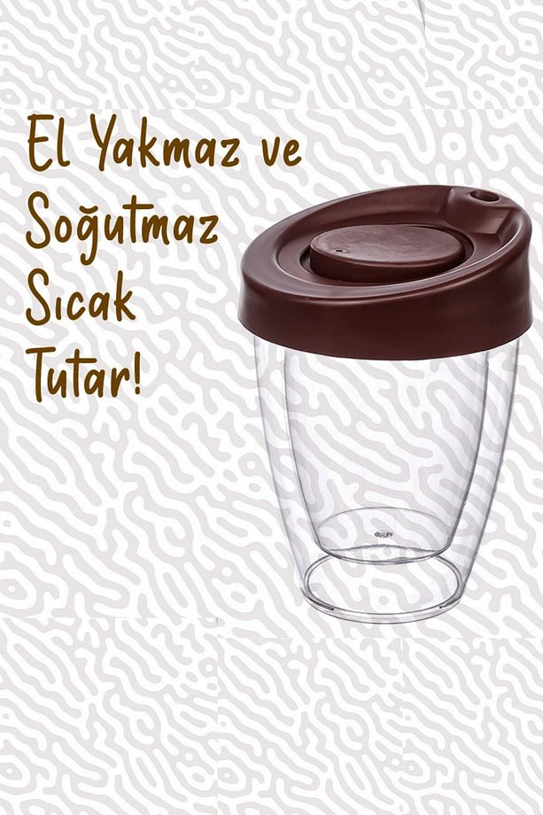 Çift Cidarlı Espresso Lungo Kahve Bardağı Kapaklı El Yakmaz Bardak - 2
